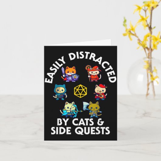 Rpg Gamer Cats Side Quest Funny Nerd Adhd Cat Men  Kaart (Gele Bloem)
