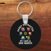 Rpg Gamer Cats Side Quest Funny Nerd Adhd Cat Men  Sleutelhanger (Voorkant)