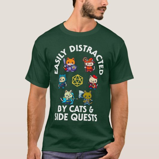 RPG Gamer Cats Side Quest Funny Nerd ADHD Cat Men  T-shirt (Voorkant)