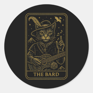 Rpg Gamer De Rd D20 Dobbelsteen Nerdy Geek Kat Man Ronde Sticker