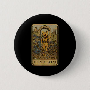 Rpg Gamer Katten Grappige Zijmissie Tarotkaart Ner Ronde Button 5,7 Cm