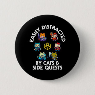Rpg Gamer Katten Zijmissie Grappige Nerd Adhd Kat  Ronde Button 5,7 Cm