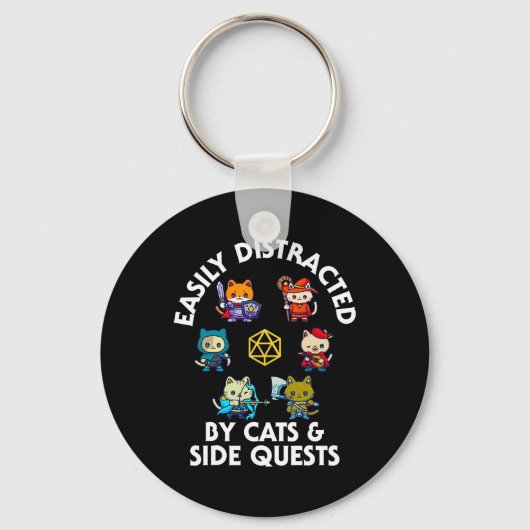 Rpg Gamer Katten Zijmissie Grappige Nerd Adhd Kat Sleutelhanger (Voorkant)