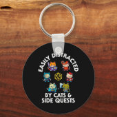 Rpg Gamer Katten Zijmissie Grappige Nerd Adhd Kat Sleutelhanger (Voorkant)