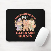 Rpg Gamer Nerdy Cats Side Quest Distracted Tableto Muismat (Met muis)