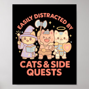 Rpg Gamer Nerdy Cats Zijmissie Afgeleid Tableto Poster