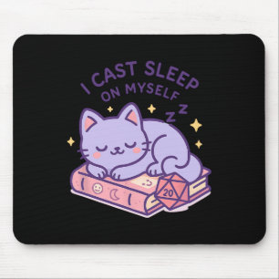 Rpg Gamer Nerdy Kat Slapende D20 Dobbelsteen Voor Muismat