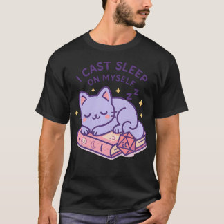 Rpg Gamer Nerdy Kat Slapende D20 Dobbelsteen Voor T-shirt