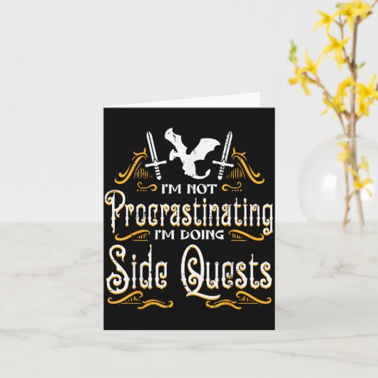 Rpg Gamer Not Procrastinating Side Quest Funny Men Kaart (Gele Bloem)