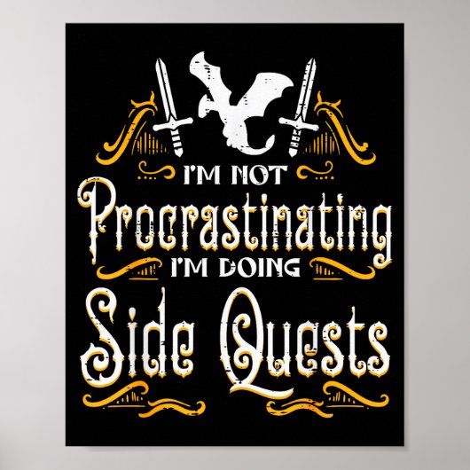 Rpg Gamer Not Procrastinating Side Quest Funny Men Poster (Voorkant)