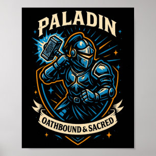 Rpg Gamer Paladin D20 Dobbelsteen Nerdy Geek Manne Poster