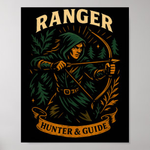 RPG Gamer Ranger D20 Dice Nerdy Geek Mannen Vrouwe Poster