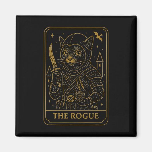 Rpg Gamer Rogue D20 Dice Nerdy Geek Cat Men Women  Magneet (Voorkant)