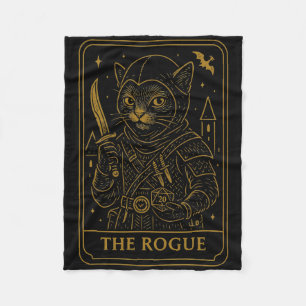 Rpg Gamer Rogue D20 Dobbelsteen Nerdy Geek Kat Man Fleece Deken
