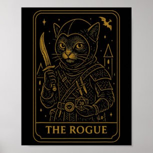 Rpg Gamer Rogue D20 Dobbelstenen Nerdy Geek Kat Ma Poster