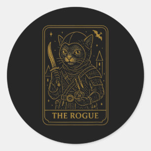 Rpg Gamer Rogue D20 Dobbelstenen Nerdy Geek Kat Ma Ronde Sticker