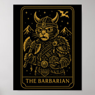 Rpg Gamer Rrian D20 Dobbelsteen Nerdy Geek Kat Man Poster