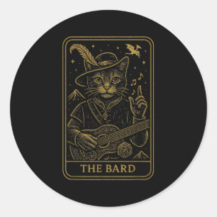 Rpg Gamer The Bard D20 Dobbelstenen Nerdy Geek Kat Ronde Sticker