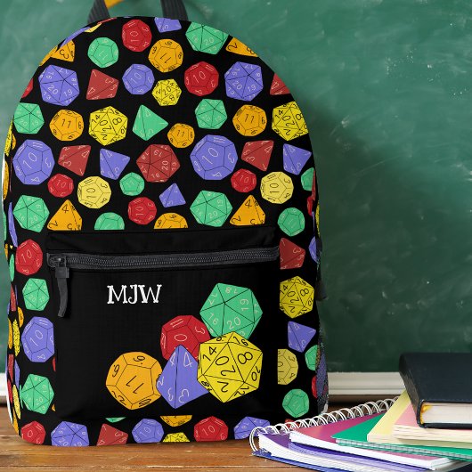 RPG Gaming Dice, Board, Fantasy Games gepatterd Bedrukte Rugzak
