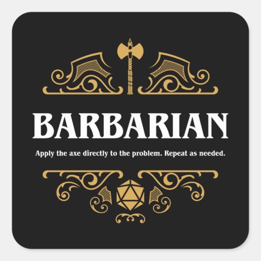 RPG-gaming van Barbarian Class Vierkante Sticker (Voorkant)