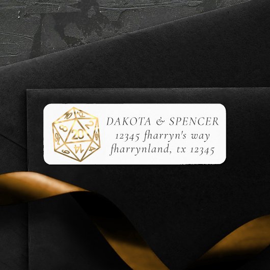 RPG Gold Dice | Tabletop Roleplayer Gamer Adres Etiket