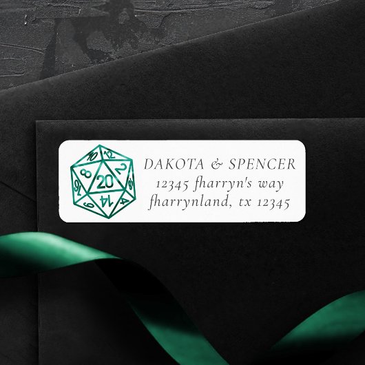 RPG Green Dice | Fantasy Tabletop PnP-adres Etiket