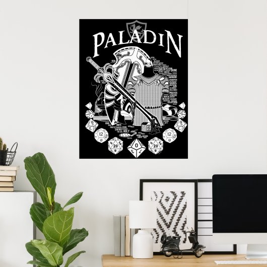 RPG het Paladin van de Reeks van de Klasse - Witte Poster (Thuiskantoor)