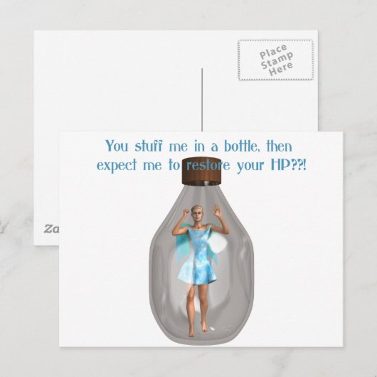 RPG Hit Point Fairy in fles Briefkaart (Voorkant / Achterkant)