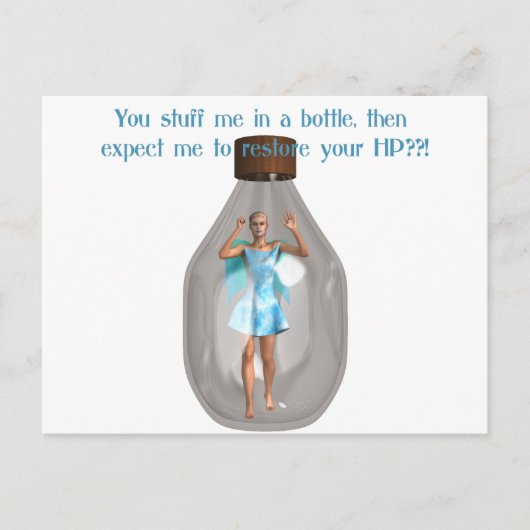 RPG Hit Point Fairy in fles Briefkaart (Voorkant)