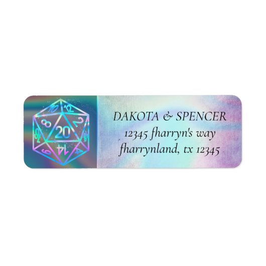 RPG Holo Dice | Retro PnP Tabletop Gamer Adres Etiket (Voorkant)