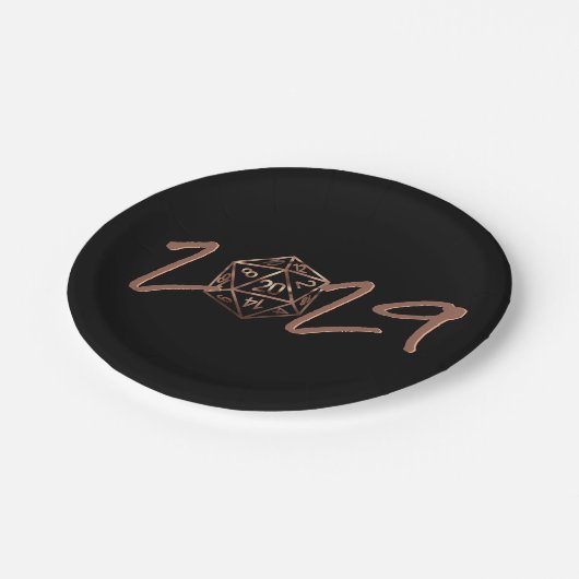 RPG-jaar | Copper Fantasy Tabletop PnP Gamer Dice Papieren Bordje (Gekanteld)