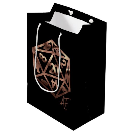 RPG Krit AF | Koper Fantasy Tafelblad Dobbelstenen Medium Cadeauzakje (Voorkant Gekanteld)