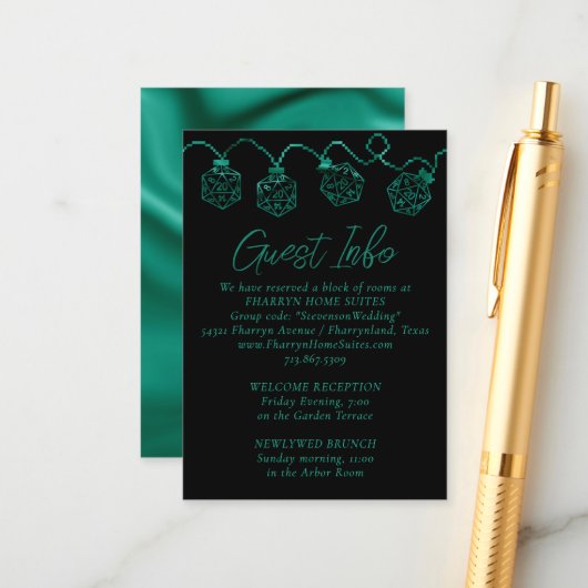 RPG-lichten | Blauwgroen Green Fantasy tafelblad D Informatiekaartje (Voorkant / Achterkant in situ)