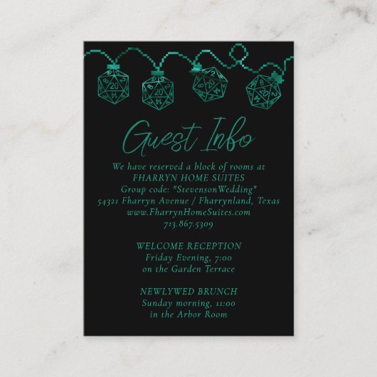 RPG-lichten | Blauwgroen Green Fantasy tafelblad D Informatiekaartje (Voorkant)