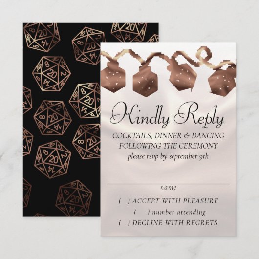 RPG-lichten | Copper Fantasy Tafelblad Gamer Dice RSVP Kaartje (Voorkant / Achterkant)