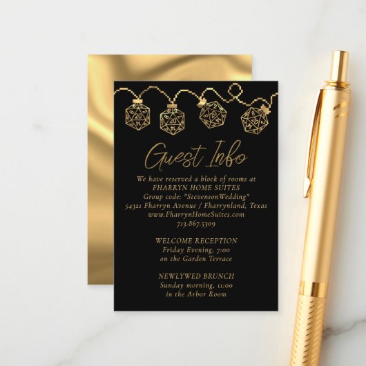 RPG-lichten | Gold Fantasy Tabletop Gamer - Gegeve Informatiekaartje (Voorkant / Achterkant in situ)