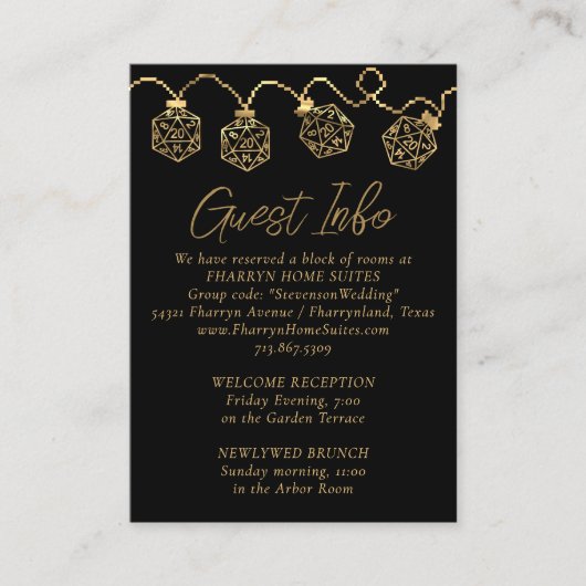 RPG-lichten | Gold Fantasy Tabletop Gamer - Gegeve Informatiekaartje (Voorkant)