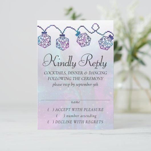 RPG-lichten | Nebula Fantasy Tafelblad Gamer Dice RSVP Kaartje (Staand voorkant)