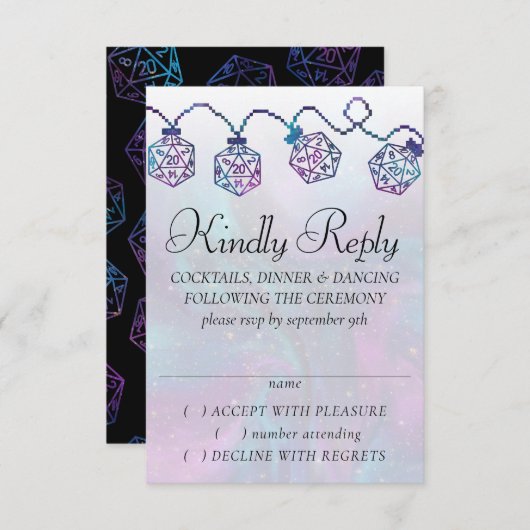 RPG-lichten | Nebula Fantasy Tafelblad Gamer Dice RSVP Kaartje (Voorkant / Achterkant)