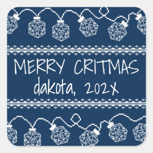 RPG Lights Blauw   Fantasie tafelblad Gamer Dice Vierkante Sticker