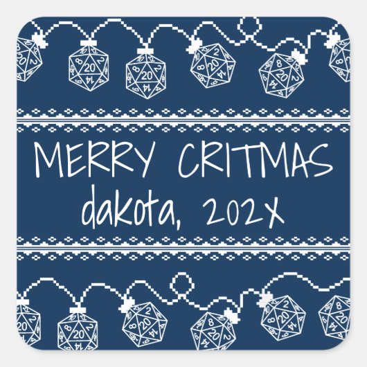 RPG Lights Blauw | Fantasie tafelblad Gamer Dice Vierkante Sticker (Voorkant)