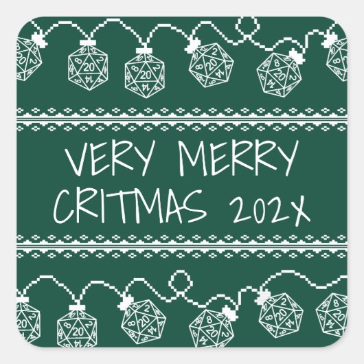 RPG Lights Groen | Fantasie tafelblad Gamer Dice Vierkante Sticker (Voorkant)