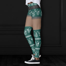 RPG Lights Groen | Retro lelijke trui donkere huid Leggings