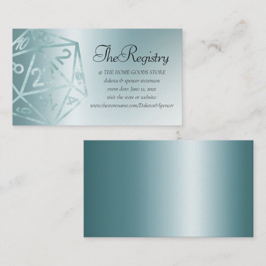 RPG Luxe | Aqua Fantasy Tabletop Gamer Registry Informatiekaartje (Voorkant / Achterkant)