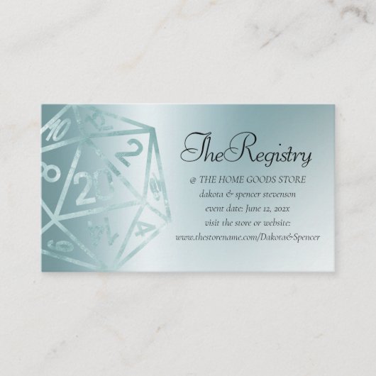 RPG Luxe | Aqua Fantasy Tabletop Gamer Registry Informatiekaartje (Voorkant)