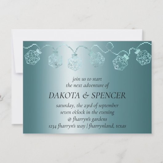 RPG Luxe | Aqua Sheen Tafelblad Gamer Dice Lights Kaart (Voorkant)