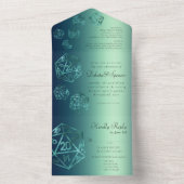 RPG Luxe | Blauwgroen Sheen Fantasy tafelblad game All In One Uitnodiging (Binnen)