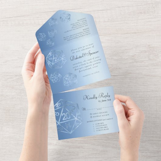 RPG Luxe | Blue Fantasie Tafelbladgamer Entreegere All In One Uitnodiging (Afscheurbaar)