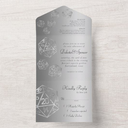 RPG Luxe | Fantasy Sheen tafelblad Retro Gamer Dic All In One Uitnodiging (Binnen)