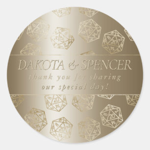 RPG Luxe   Gold Fantasy Tafelblad Gamer Dice Custo Ronde Sticker